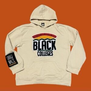 Support Black Colleges beige graphic patch hoodie size women’s M